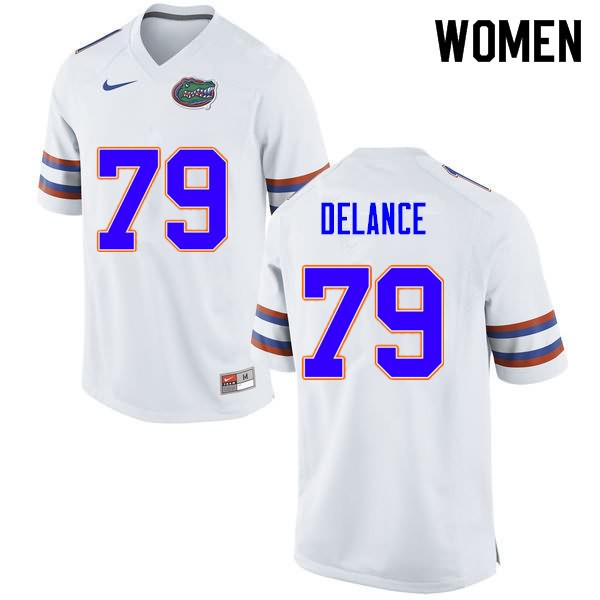 NCAA Florida Gators Jean DeLance Women's #79 Nike White Stitched Authentic College Football Jersey QKP0864YI